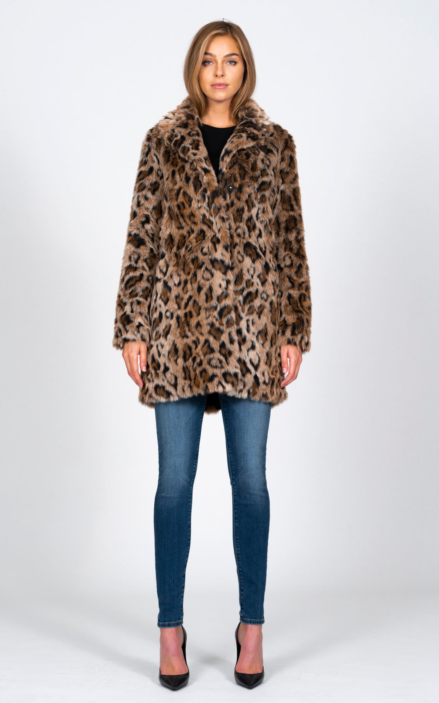 Long Faux Fur Coat - Leopard