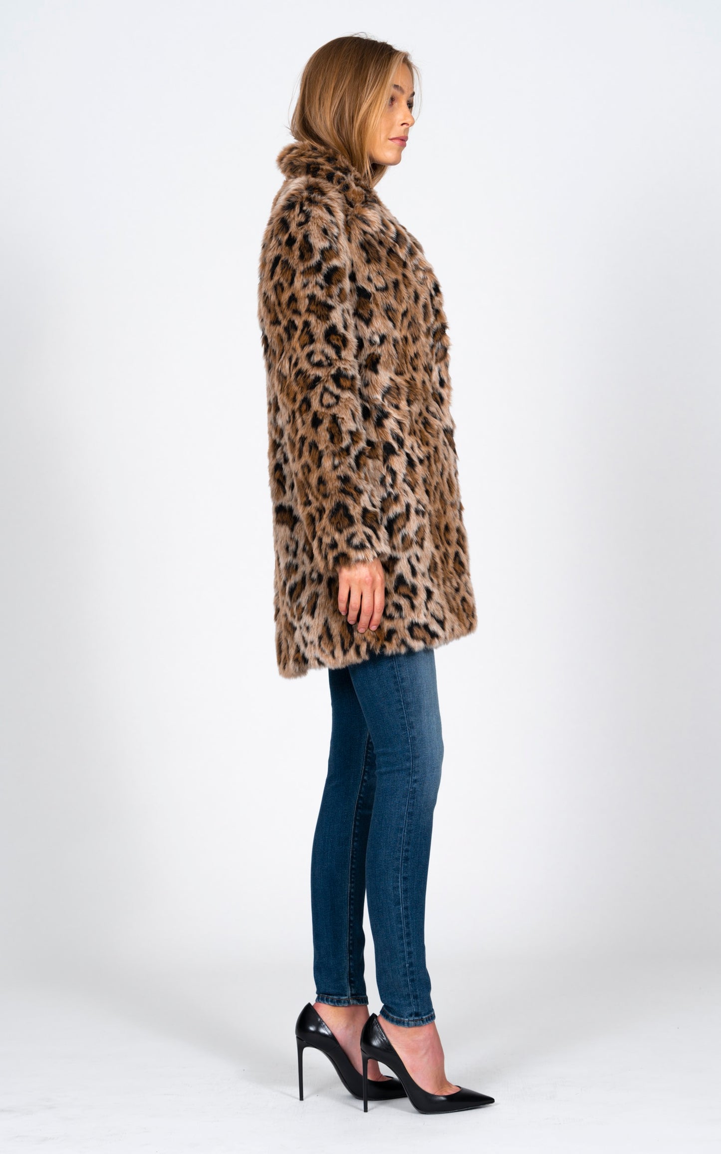 Long Faux Fur Coat - Leopard