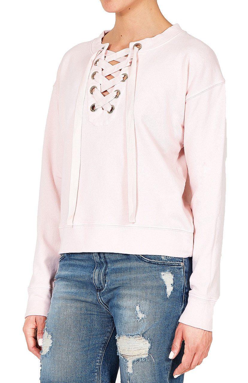 Lace Up Sweatshirt - Pink-Outerwear-Black Orchid Denim